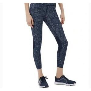 SWEATY BETTY London Zero Gravity Cropped Blue Paisley Side Mesh Leggings Size XS